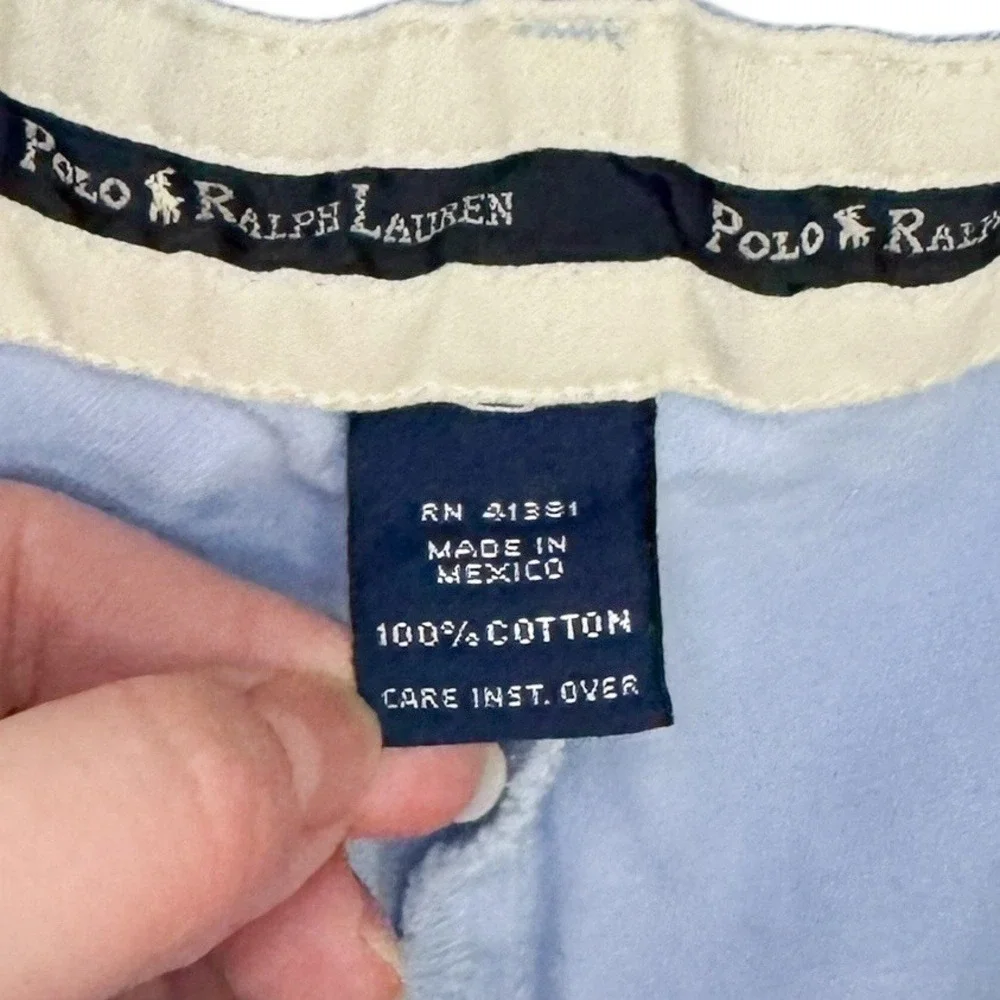 Polo Ralph Lauren Tyler Shorts 36 Light Blue Pleated Chino Preppy Coastal